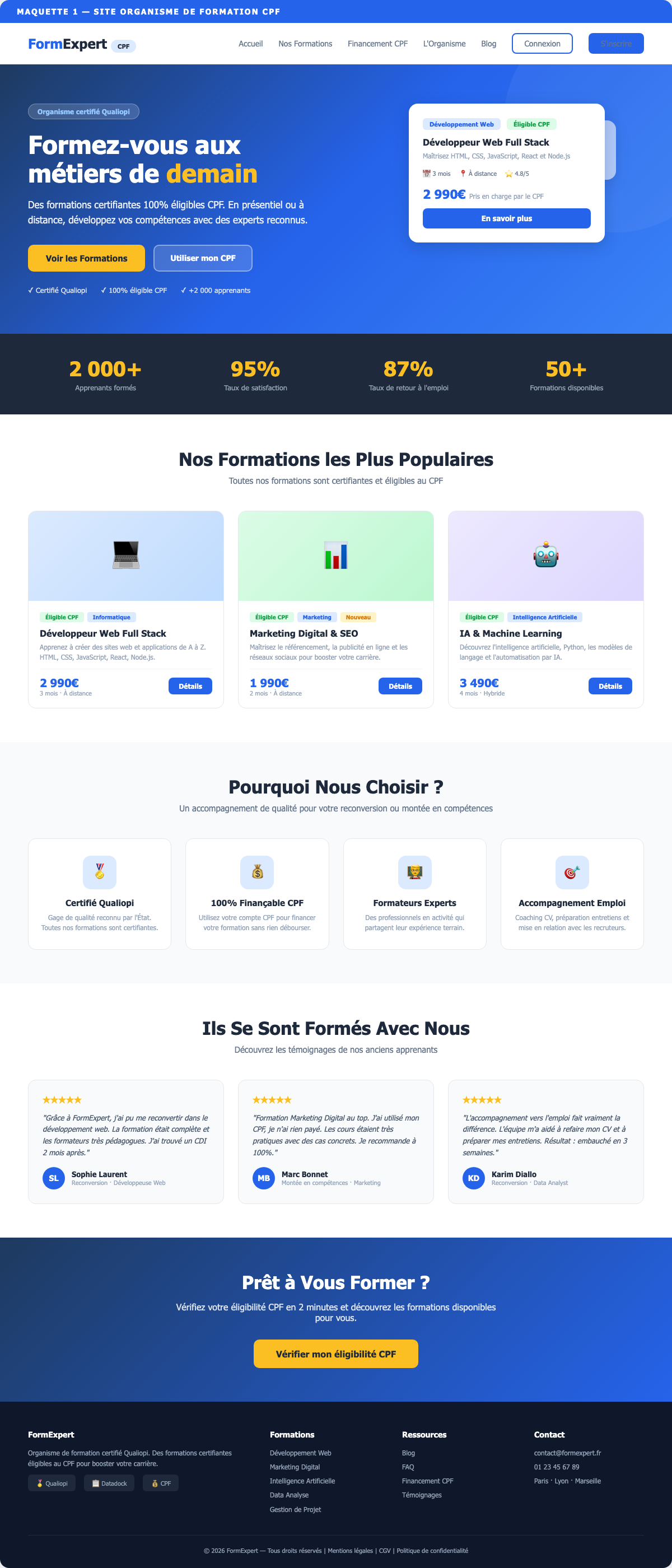 Site organisme de formation CPF - FormExpert